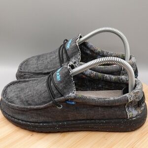 Hey Dude Shoes Kids  5Y-6 L Wally Youth Chambray Wave Ride Loafers Slip On